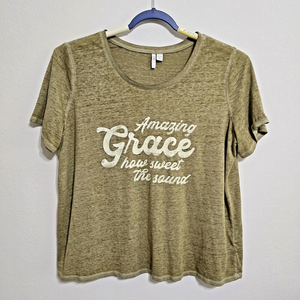 Cato Green Light T-Shirt "Amazing Grace How Sweet the Sound" Green Sz 18/20 Hymn